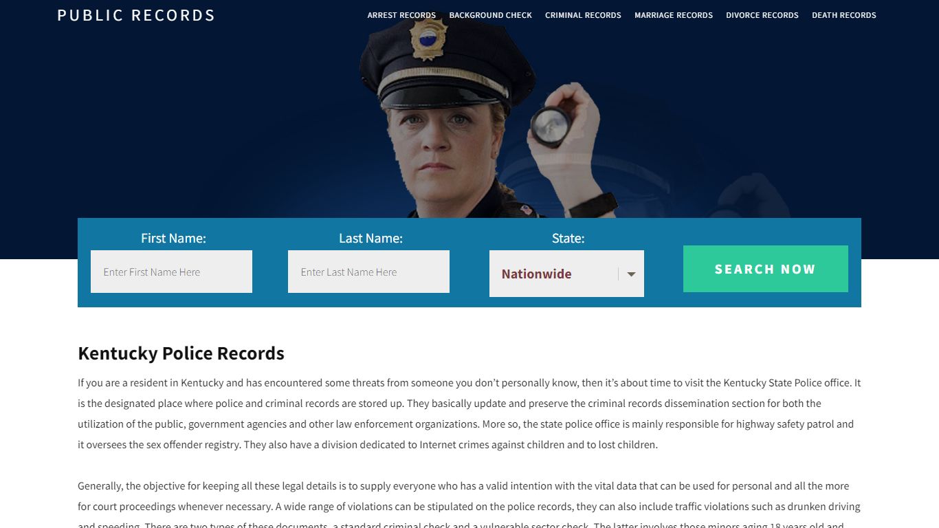 Kentucky Police Records | Get Instant Reports On People